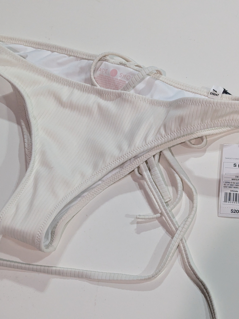 Shade & Shore White Ribbed String Bikini Bottom